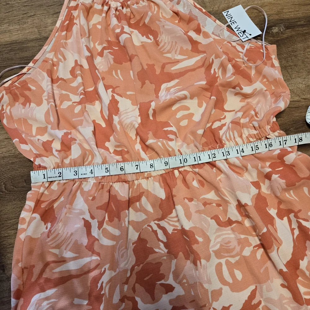 New With Tags!! Nine West Orange Patterned Midi Dress XXL - Picture 6 of 7